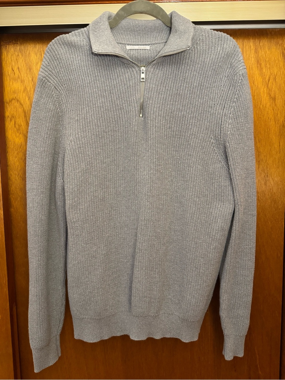 Zara Men's Zip Mock Collar Sweater in Light Gray